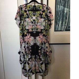 City Chic Floral Zip Front Dress with HUGE POCKETS